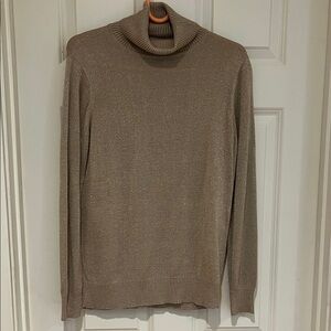 Ladies Gold Metallic Turtleneck Sweater